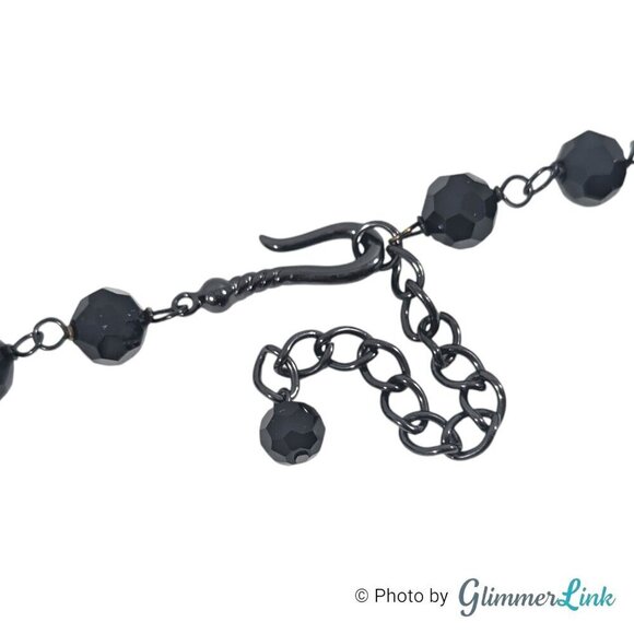 Akkad Blue & Green Sparkling Cross Black Faceted Glass Beads Necklace - Picture 10 of 12